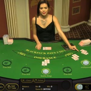 Bitcasino.io Croupier at a live blackjack table