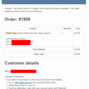 After network confirmation, your keys arrive by email