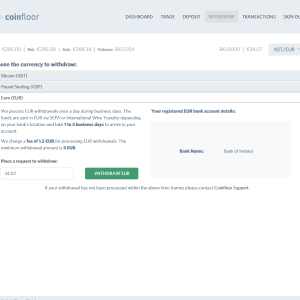 Withdrawing euro funds to registered bank account