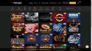Fairspin's range of roulette games